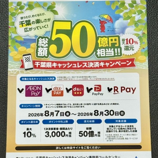千葉県キャッシュレス決済キャンペーン！理美容室エンゼルヘアサロンはすべての決済でご利用OKです。