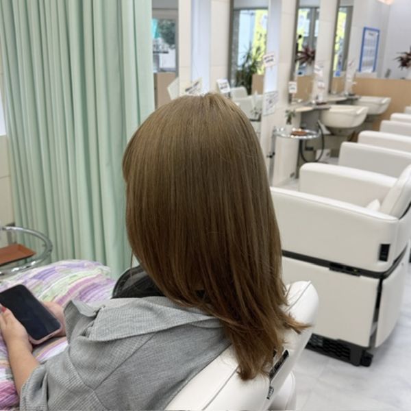 ブリーチ無しカラーでダメージをおさえながら透明感カラー。君津市・木更津市の理美容室エンゼルヘアサロン